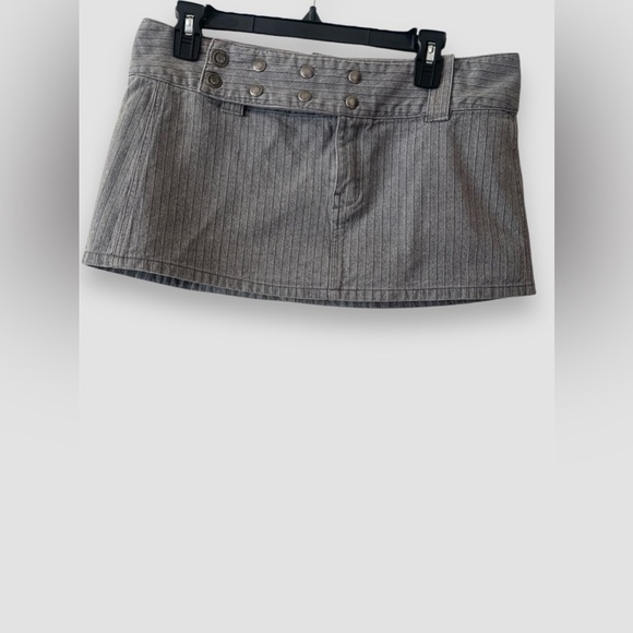 Diesel Vintage Denim Belt Wrap Mini Skirt Sz 29 Snap Button y2k Grunge Gray - Picture 2 of 8